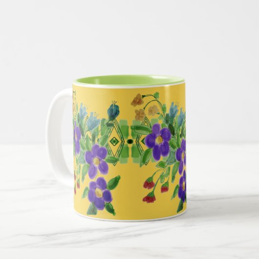 Hübsch grün und goldgelb zweifarbige tasse (Vorderseite Links)