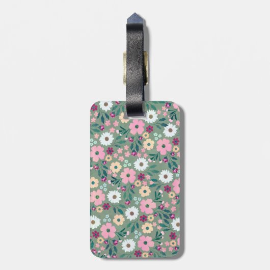 Hübsch-grüne Rosa-Blume Botanisch Gepäckanhänger (Rückseite vertikal)