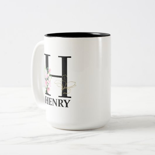 Hübsch H Mit Monogramm Initial Zweifarbige Tasse (Vorderseite Links)