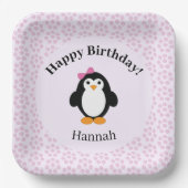 Hübsch Happy Birthday Penguin Pappteller (Vorderseite)