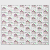 Hübsch Happy Geburtstag | Geburtstagskuchen - Blum Geschenkpapier (Flach)