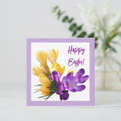 Hübsch Happy Oaster lila gelber Crocus floral Karte (Stehend Vorderseite)