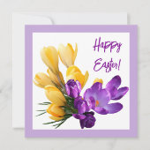Hübsch Happy Oaster lila gelber Crocus floral Karte (Vorderseite)