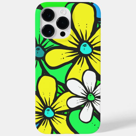 Hübsch-hell Sommer-Blume Blau Gelb und Grün Case-Mate iPhone Hülle (Rückseite)