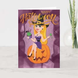 Hübsch Hexe Happy Halloween Karte