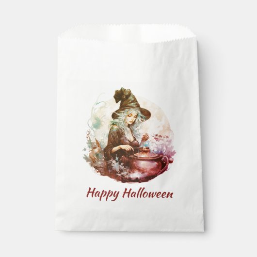 Hübsch Hexe und Cauldron Happy Halloween Geschenktütchen (Vorderseite)