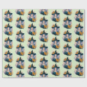 Hübsch Hexenschwarz Stars Pattern Halloween Geschenkpapier (Flach)