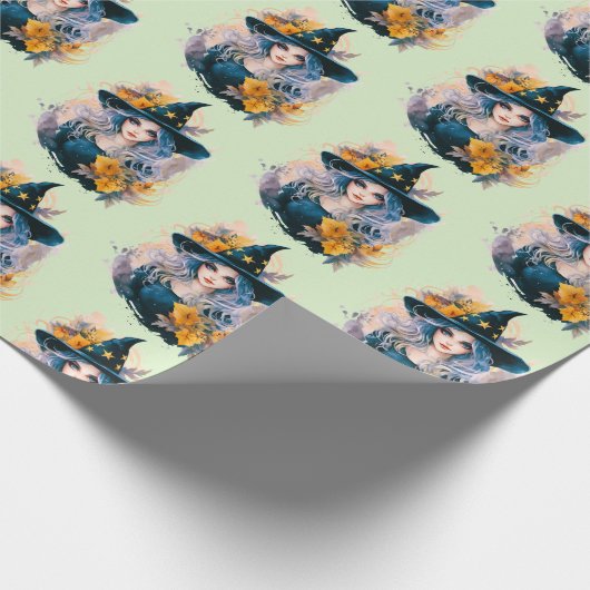 Hübsch Hexenschwarz Stars Pattern Halloween Geschenkpapier (Ecke)