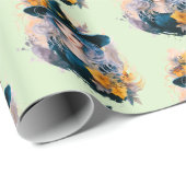 Hübsch Hexenschwarz Stars Pattern Halloween Geschenkpapier (Rolleneckpunkt)