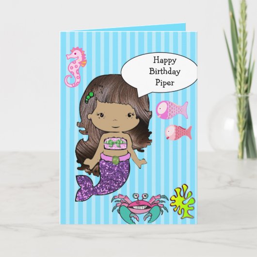 Hübsch Hispanic Mermaid Happy Birthday Card Karte (Vorderseite)