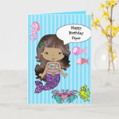 Hübsch Hispanic Mermaid Happy Birthday Card Karte (Gelbe Blume)