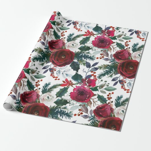 Hübsch Holiday Grenadine Red Mistletoe Weihnachten Geschenkpapier (Ungerollt)