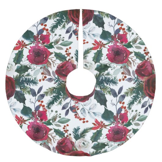 Hübsch Holiday Grenadine Red Mistletoe Weihnachten Polyester Weihnachtsbaumdecke (Vorderseite)