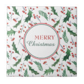Hübsch Holly Pattern Frohe Weihnachten Fliese (Vorderseite)