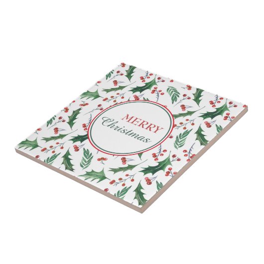 Hübsch Holly Pattern Frohe Weihnachten Fliese (Seite)