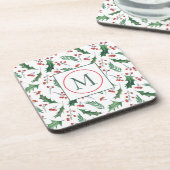 Hübsch Holly Pattern Monogram Christmas Getränkeuntersetzer (Linke Seite)