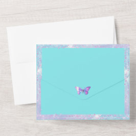Hübsch Holo B'fly All in One Birthday Invite Aqua All In One Einladung