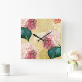 Hübsch Hydrangea Floral Quadratische Wanduhr (Zuhause)