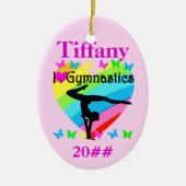 HÜBSCH I LIEBE GYMNASTICS PERSONALISIERTE ORNATION KERAMIKORNAMENT (Vorne)