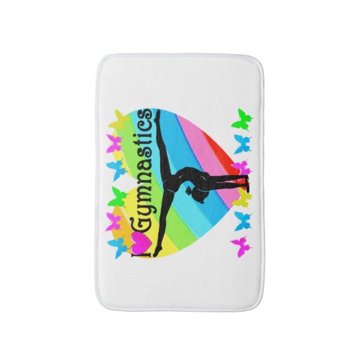 HÜBSCH I LIEBE GYMNASTICS RAINBOW DESIGN BADEMATTE (Vorderseite Vertikal)