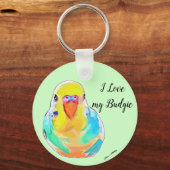 Hübsch I Liebe My Budgie Budgerigar Parakeet Bird Schlüsselanhänger (Vorderseite)
