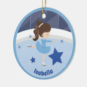 Hübsch Ice Skater Girl Personalisiert Blue Weihnac Keramik Ornament (Links)