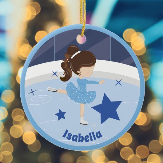 Hübsch Ice Skater Girl Personalisiert Blue Weihnac Keramik Ornament