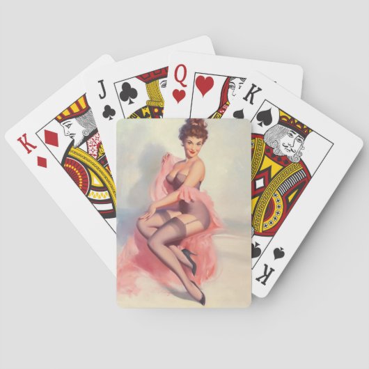 Hübsch im rosa Button herauf Kunst Spielkarten (Rückseite)