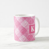 Hübsch im rosa Monogramm des Muster-| Kaffeetasse (VorderseiteRechts)