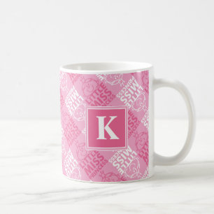 Hübsch im rosa Monogramm des Muster-  Kaffeetasse