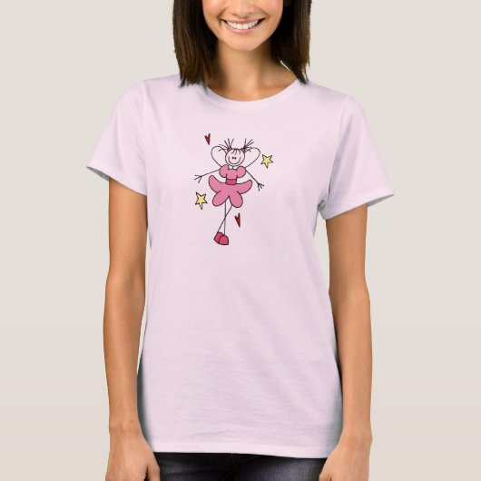 Hübsch im rosa Strichmännchen-Engels-Shirt T-Shirt (Vorderseite)