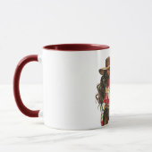 Hübsch im roten Blumenpullover Tasse (Links)