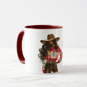 Hübsch im roten Blumenpullover Tasse (Vorderseite Links)