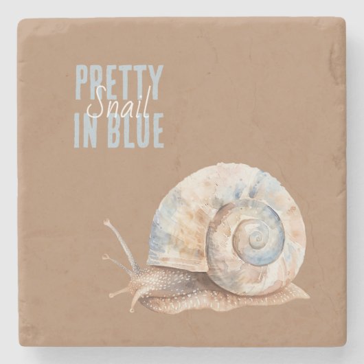 Hübsch in Blau Schnecke Steinuntersetzer (Vorderseite)