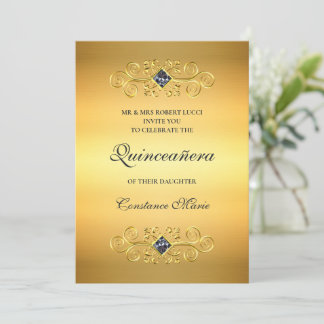 Hübsch in Gold Quinceanera Einladung