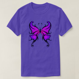 Hübsch in Lila Schmetterling Komfortabel Baumwolle T-Shirt