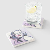 Hübsch in Lila Steinuntersetzer (Seitenansicht)