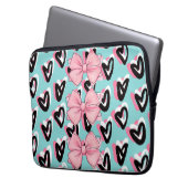 Hübsch in Pink & Black BowHeart Laptop-Sieb Laptopschutzhülle (Vorderseite Links)
