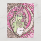 Hübsch in Pink Medusa Fantasy Art Nouveau Portrait Postkarte (Vorderseite)