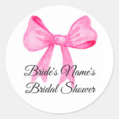 Hübsch in Pink Pink Bow Bridal Dusche Einladung Runder Aufkleber (Vorderseite)
