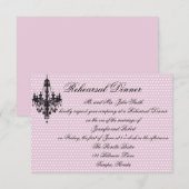 Hübsch in Pink Polka Dots mit schwarzem Lüster Re Einladung (Vorne/Hinten)