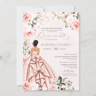 Hübsch in Pink Schöne Gotische Rose Quinceanera Einladung