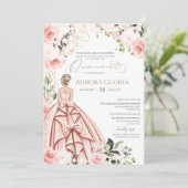 Hübsch in Pink Schöne Rose Elegante Quinceanera Einladung (Stehend Vorderseite)