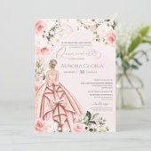 Hübsch in Pink Schöne Rose Elegante Quinceanera Einladung (Stehend Vorderseite)