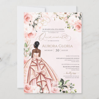 Hübsch in Pink Schöne Rose Elegante Quinceanera Einladung