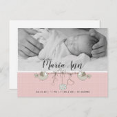 Hübsch in rosa B&W Foto Geburtsankündigung Postkarte (Vorne/Hinten)