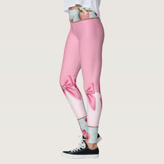 Hübsch in rosa Bogen und Blume Leggings (Links)