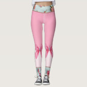 Hübsch in rosa Bogen und Blume Leggings (Vorderseite)