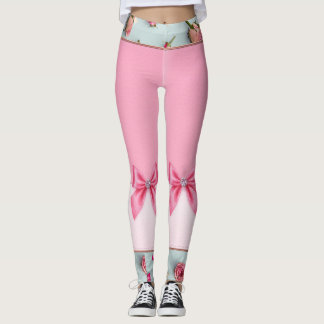 Hübsch in rosa Bogen und Blume Leggings