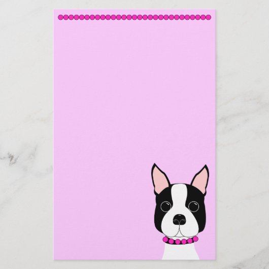Hübsch in rosa Boston-Terrier Briefpapier (Vorderseite)